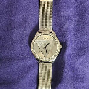 GUESS Silver-Tone Triangle Analog Watch